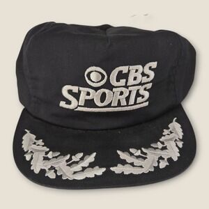 Vintage 1980s CBS Sports Hat Leaf Acorn Embroidered Baseball Cap TV A/V Snap USA